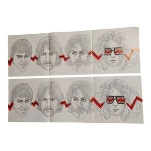 Lot of 2: Beatles 10 Year Anniversary George Harrison Promo Poster 36x12 VTG 70s